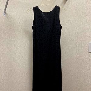 Embroidered black-on-black column dress